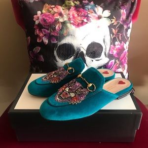 GUCCI Princetown Velvet Loafer Mule